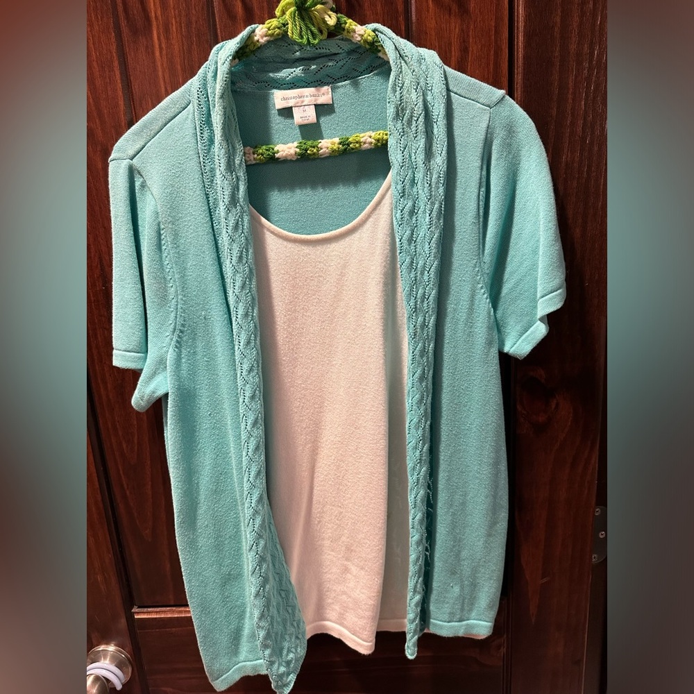 Women’s Spring Green & Aqua Blue Knit Blouses